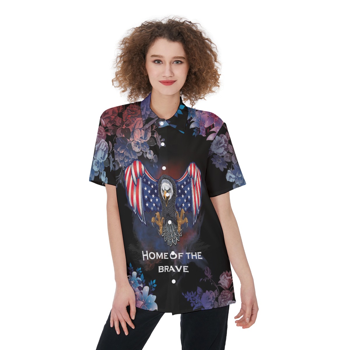 American Patriotic Eagle Aloha Shirt For Women - variant image 1