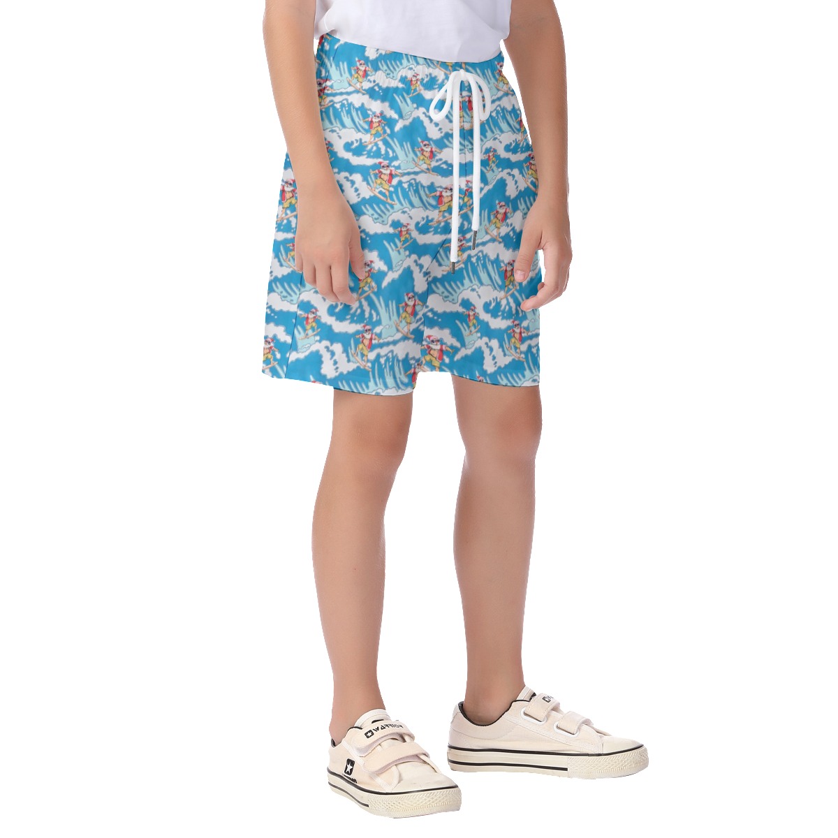 Hawaiian Surfing Santa Beach Shorts For Kids