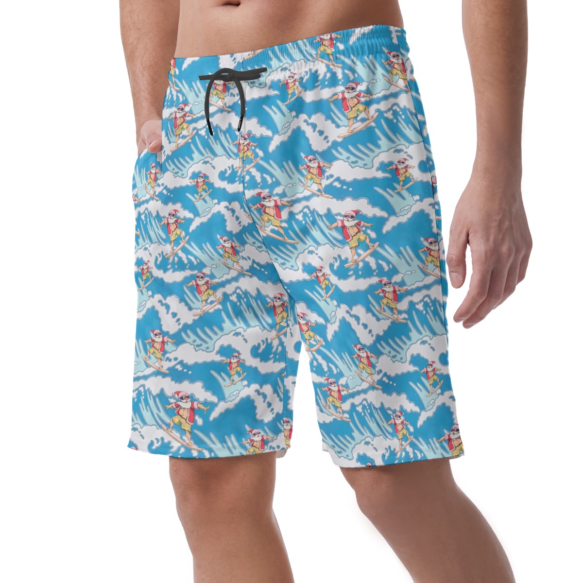 Cool Surfing Santa Beach Shorts For Men