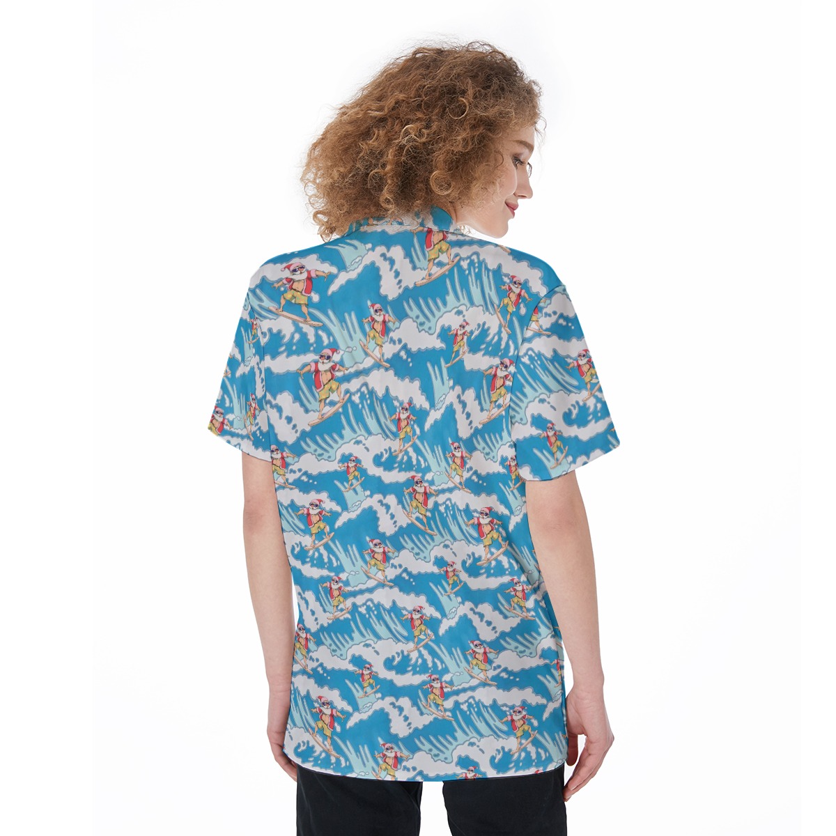 Santa Claus Surfing Beach Shirt For Women