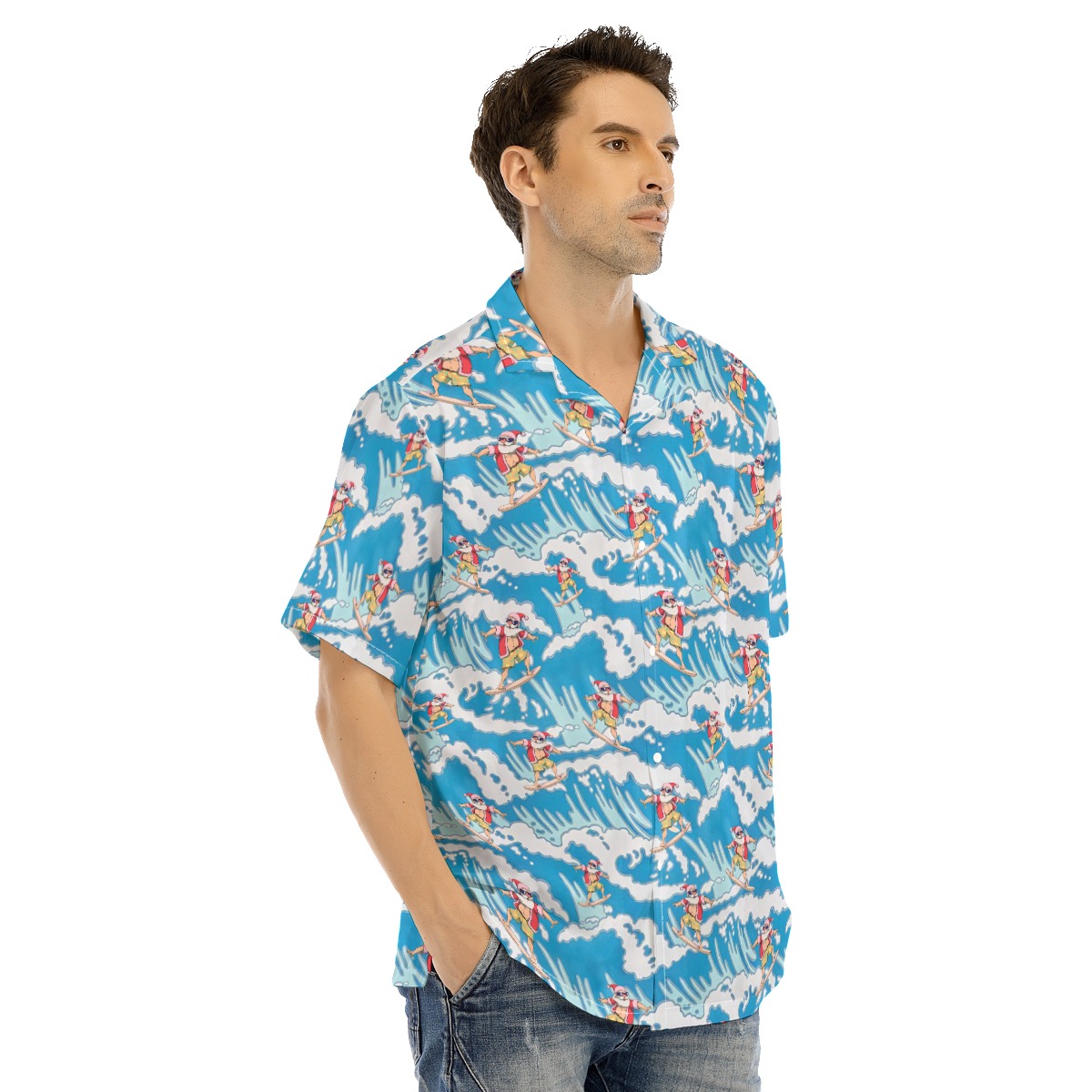 Surfing Santa Christmas Hawaiian Shirt
