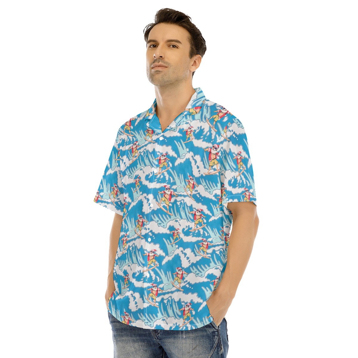 Surfing Santa Christmas Hawaiian Shirt