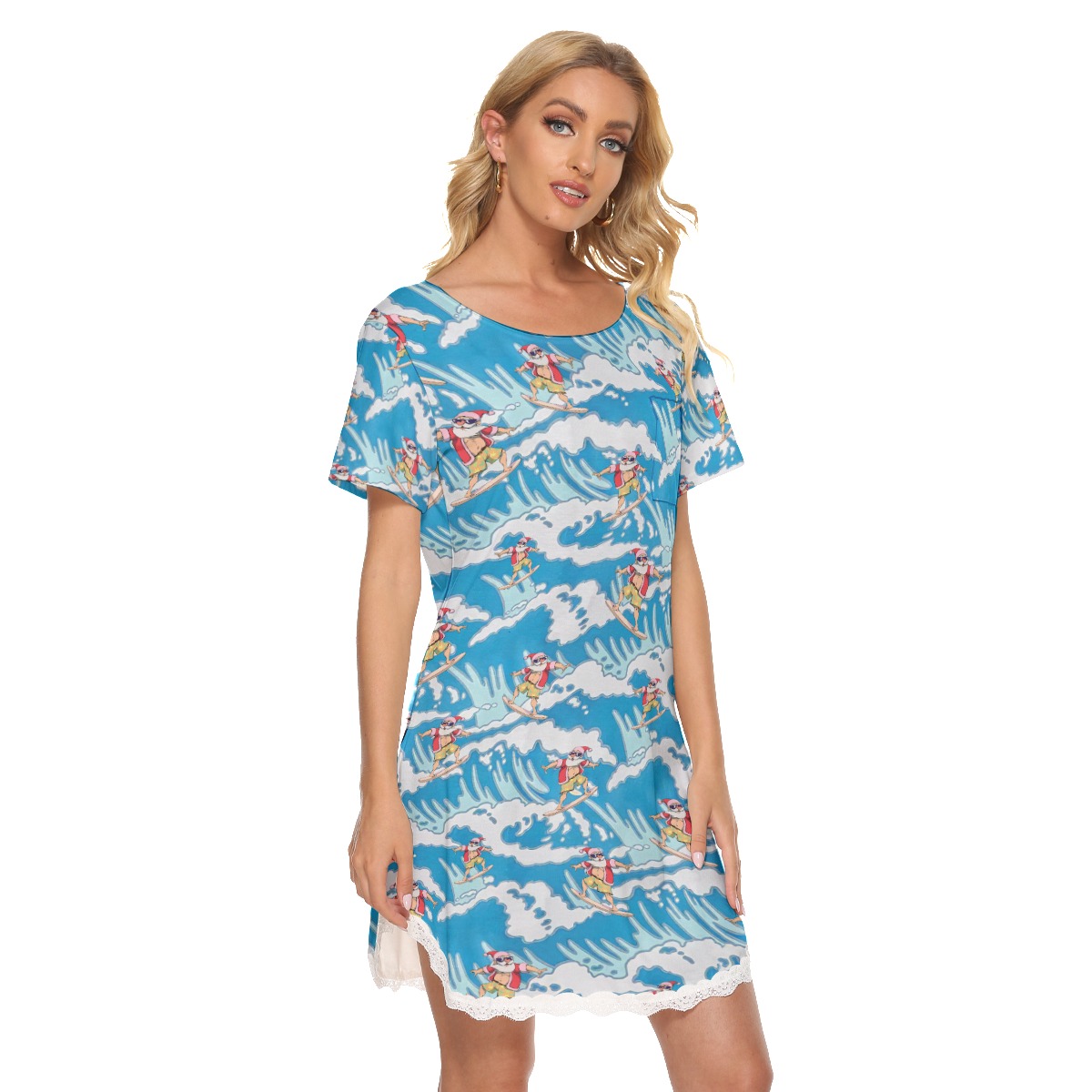 Surfing Santa Christmas Summer Dress For Women