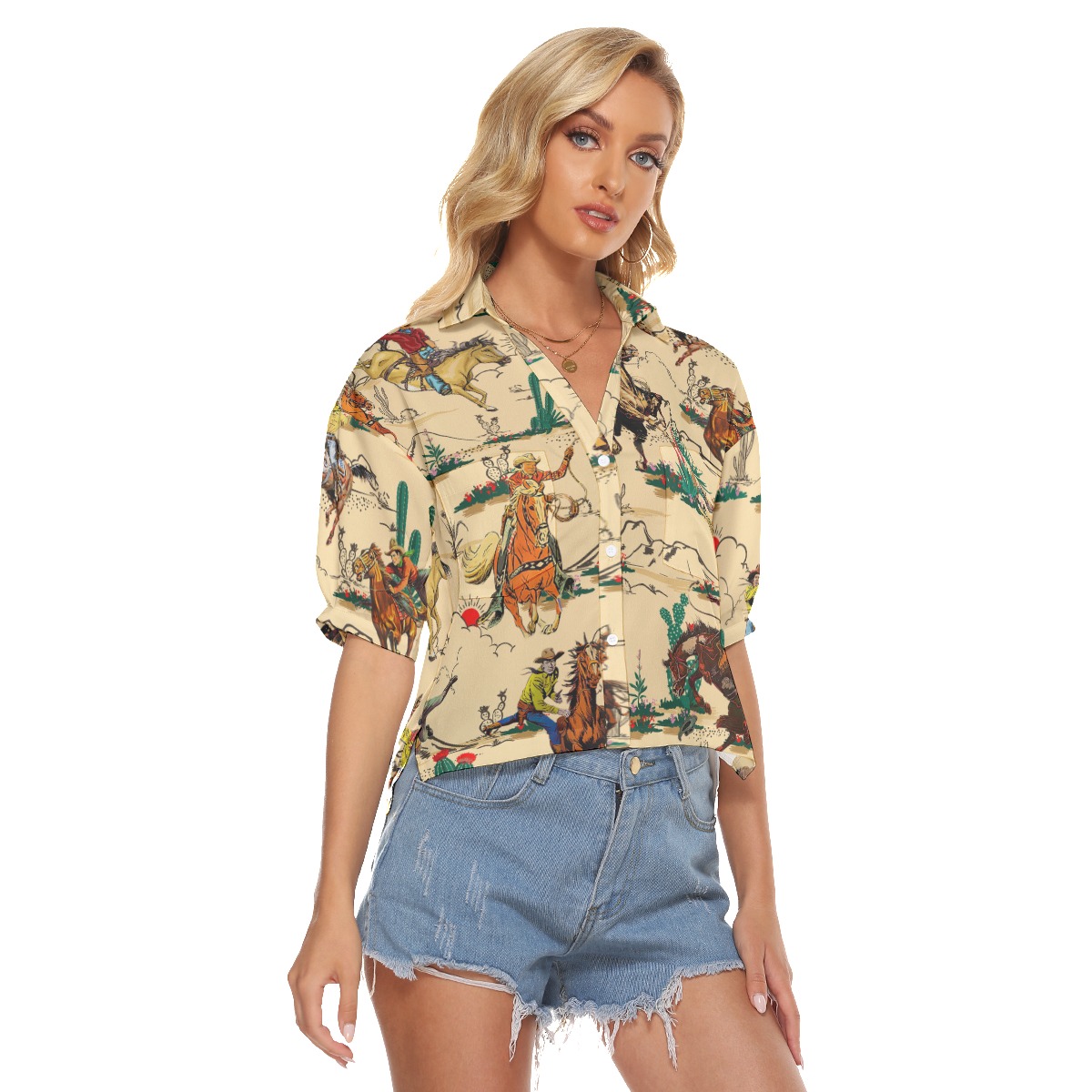 Horse Riding In The Desert Hawaiian Crop Top For Women
