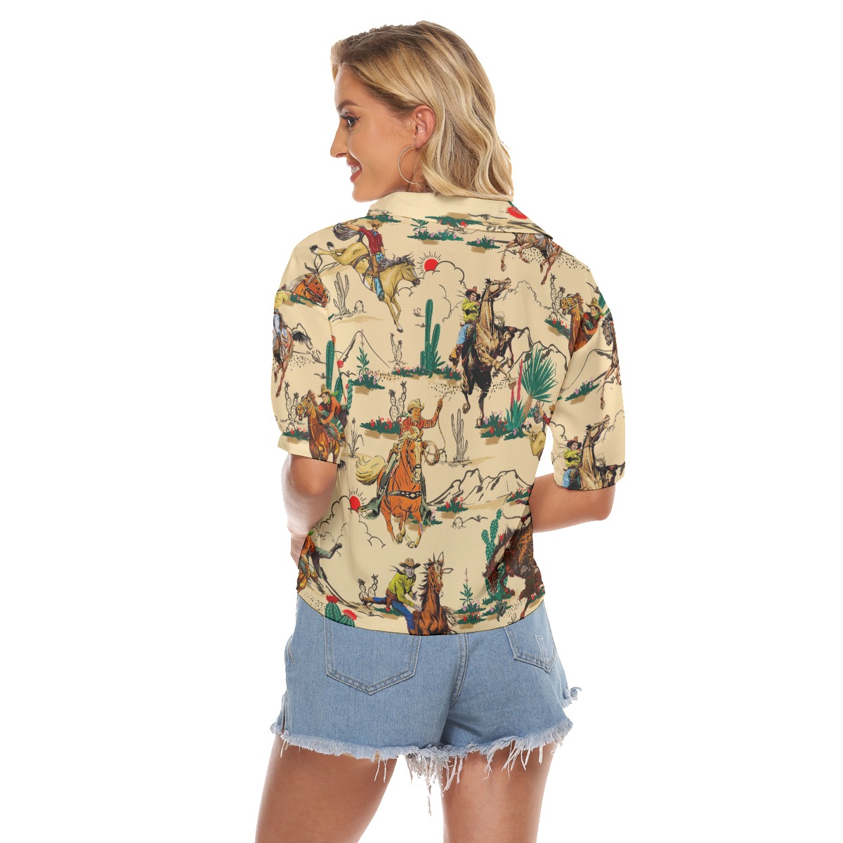 Horse Riding In The Desert Hawaiian Crop Top For Women