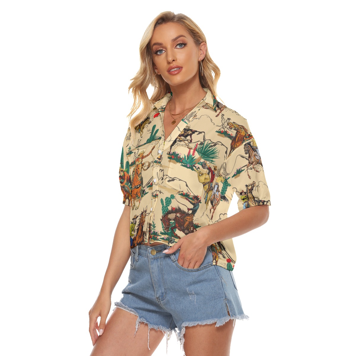 Horse Riding In The Desert Hawaiian Crop Top For Women