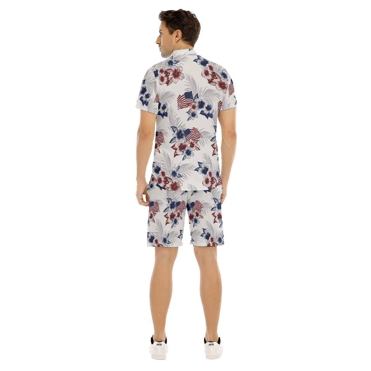 Floral American Flag Hawaiian Outfit For Men