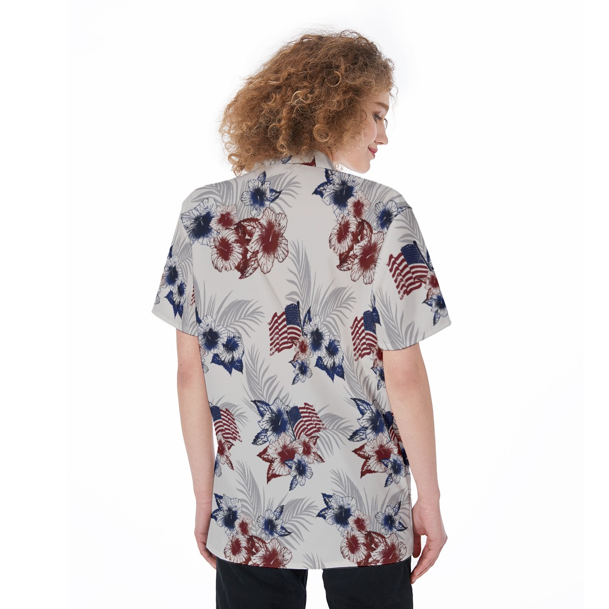 American Flag Floral Hawaiian Shirt