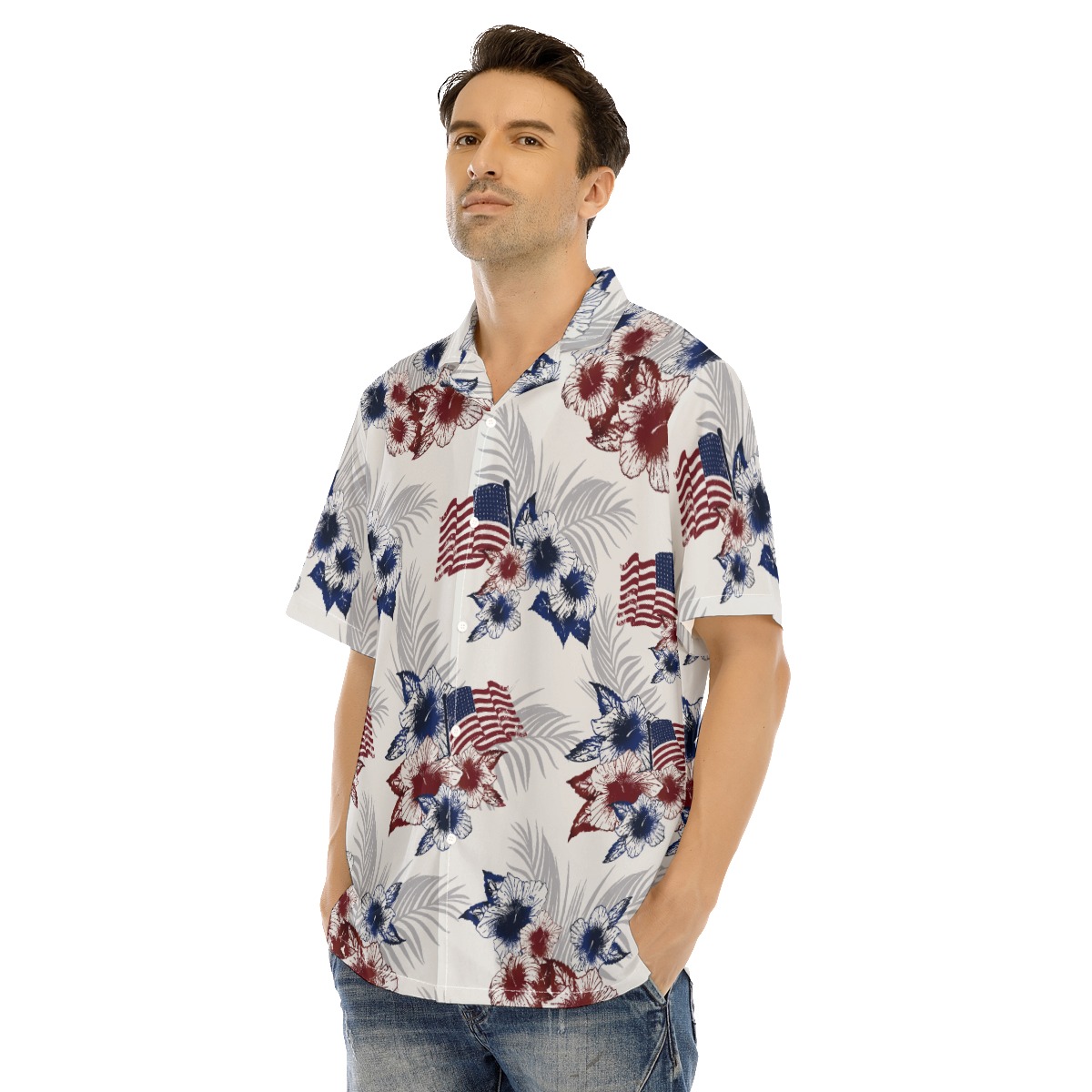 American Flag Tropical Hawaiian Shirt