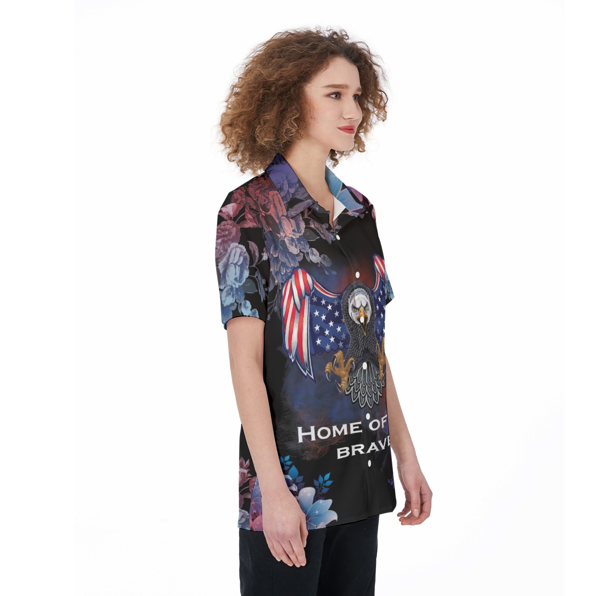 American Patriotic Eagle Aloha Shirt For Women