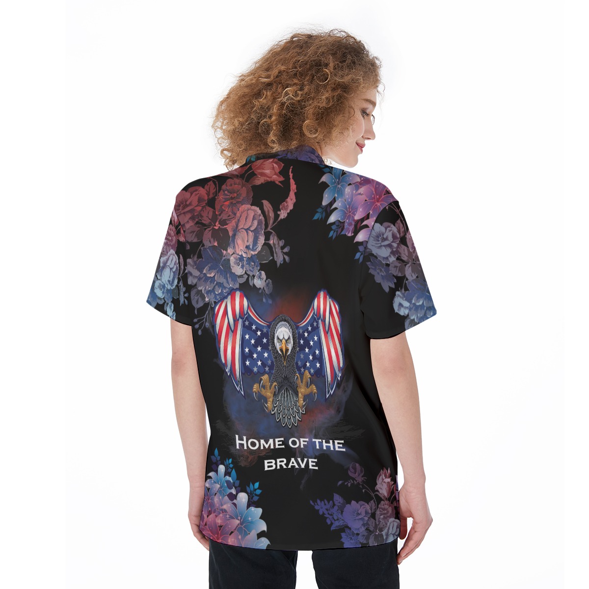 American Patriotic Eagle Aloha Shirt For Women
