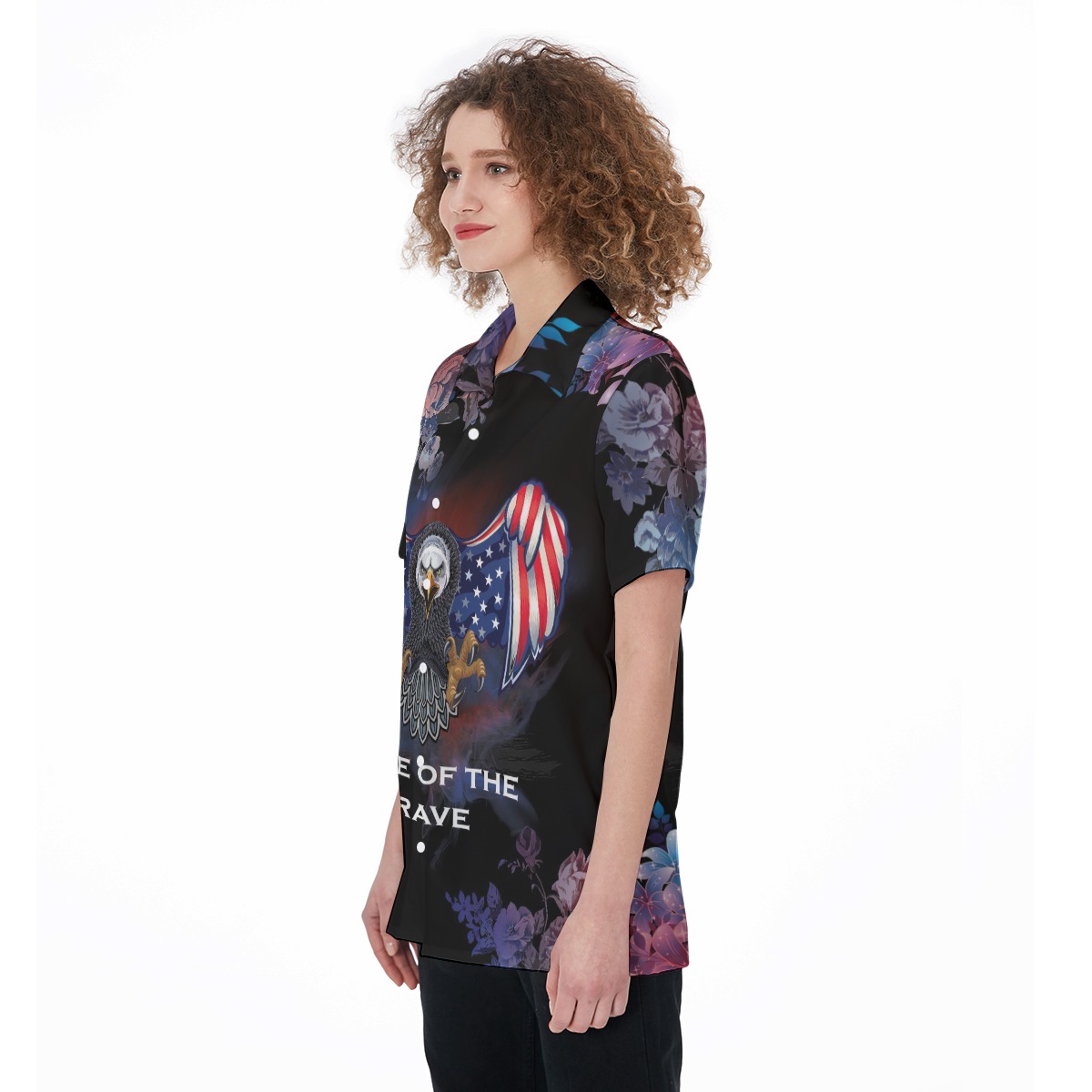 American Patriotic Eagle Aloha Shirt For Women