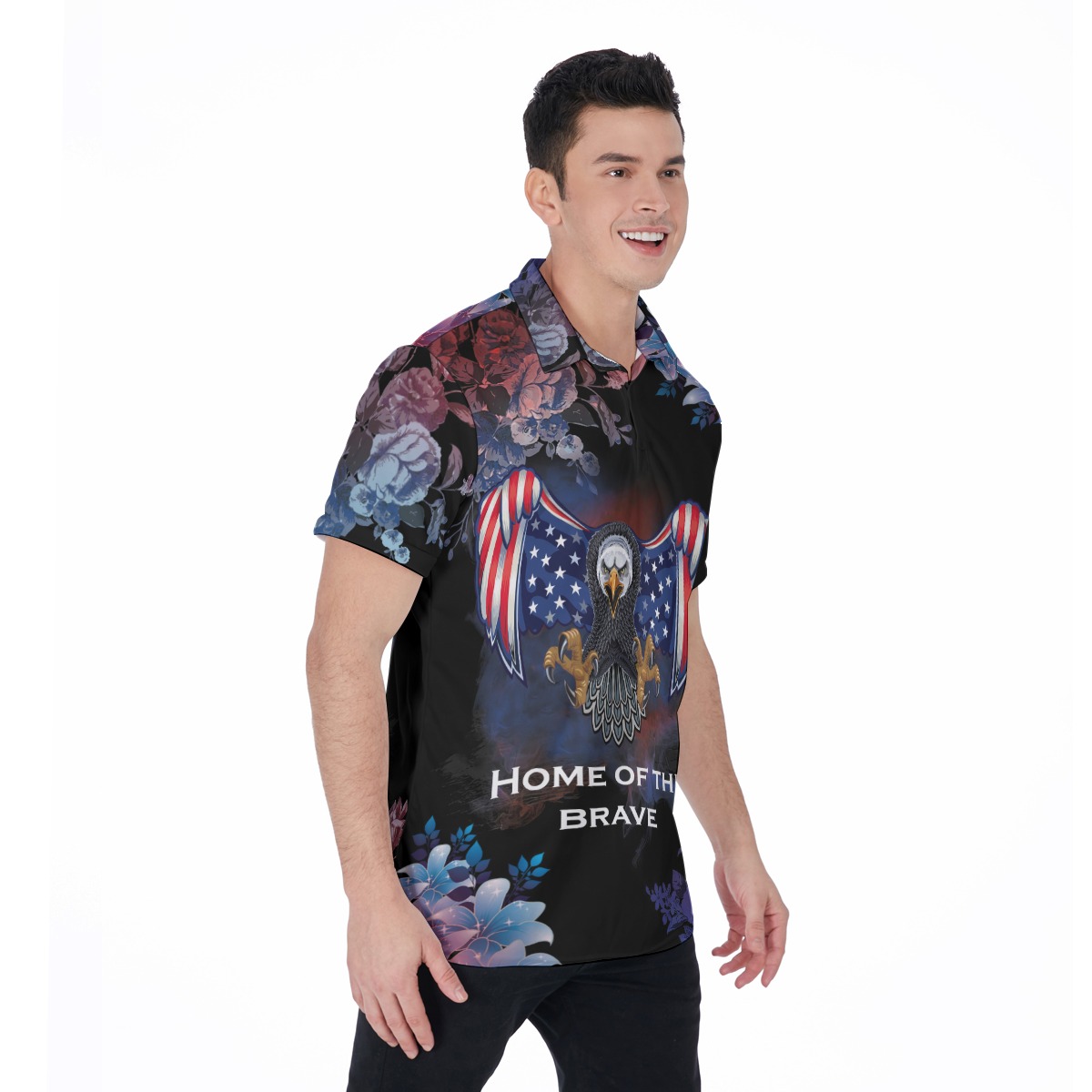 American Eagle Patriotic Hawaiian Polo Shirt