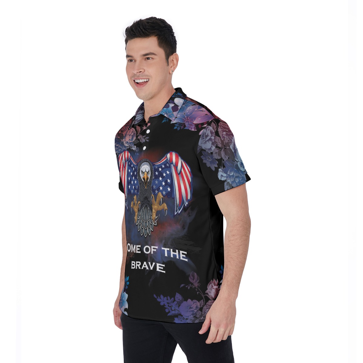 American Eagle Patriotic Hawaiian Polo Shirt