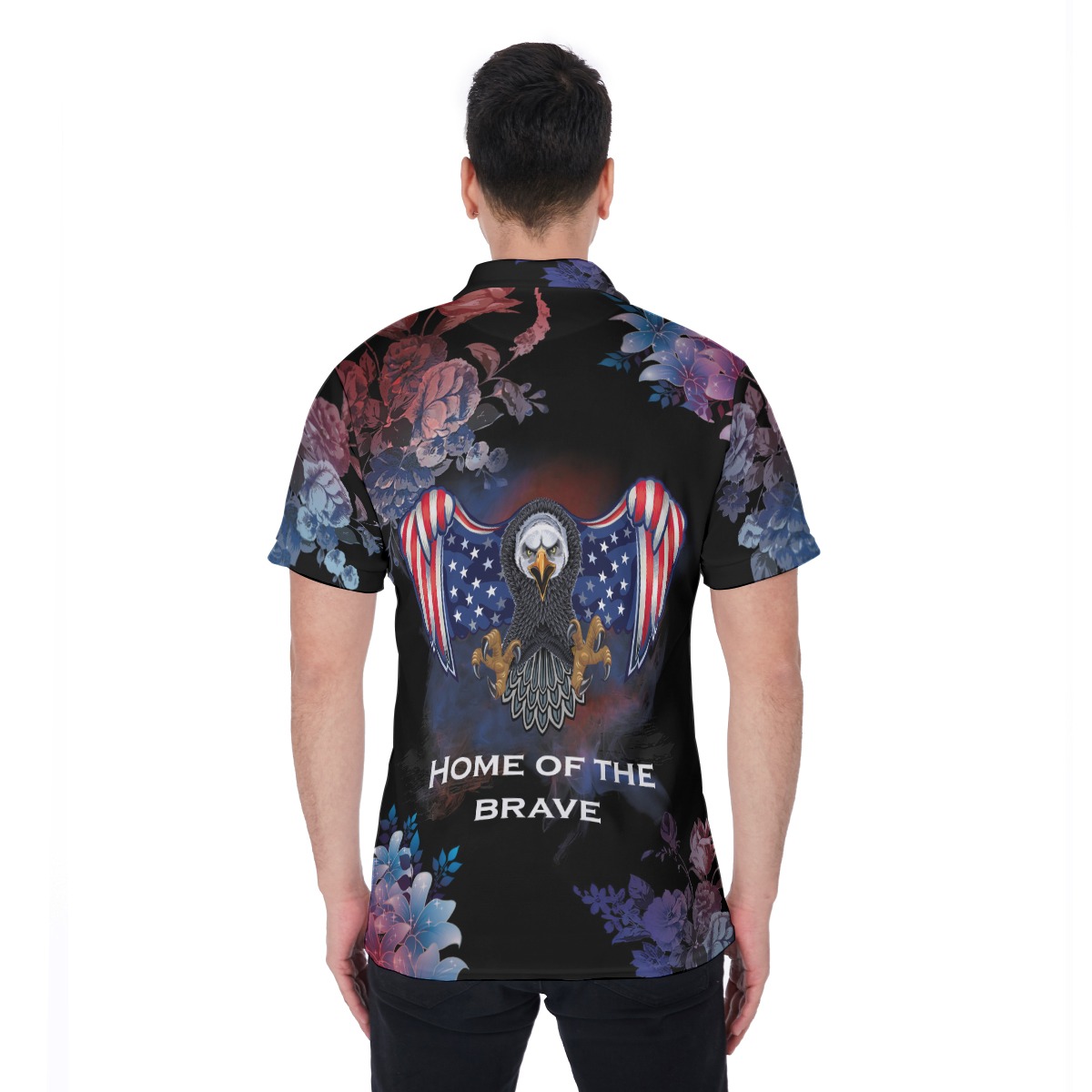 American Eagle Patriotic Hawaiian Polo Shirt
