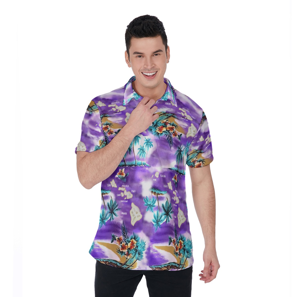Island Map Polo Hawaiian Shirt - variant image 1