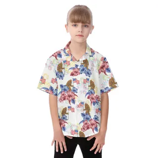 4th Of July Big Foot Proud American Hawaiian Shirt For Kids