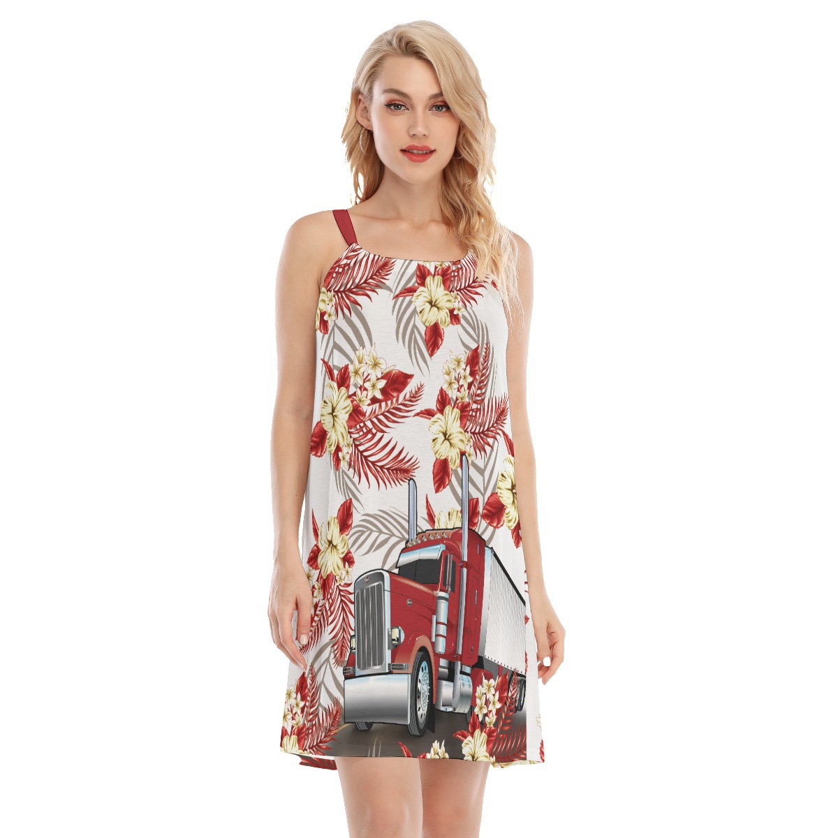 Proud Trucker Floral Cami Dress For Hawaiian Outfit - variant image 1