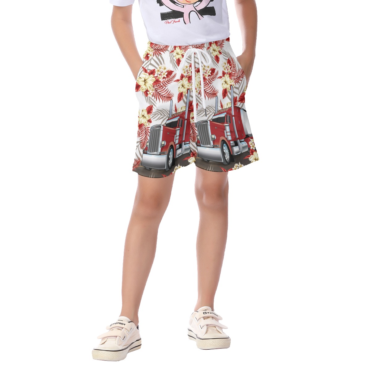 Trucker Tropical Hawaiian Shorts For Kids | Proud Trucker Shorts - variant image 1