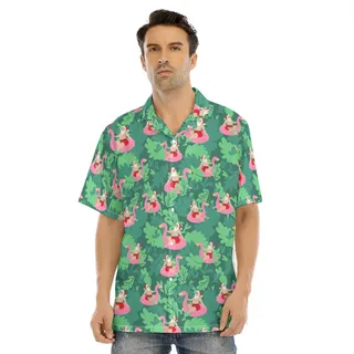 Santa Flamingo Hawaiian Christmas Shirt