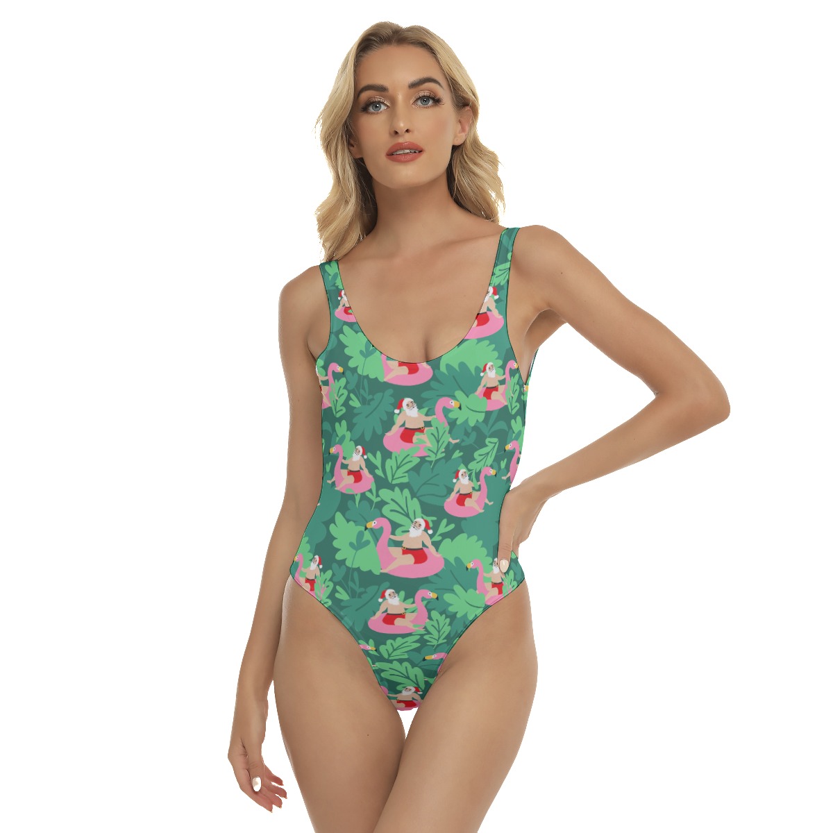 Sexy Santa Flamingo Tropical Swimsuit For Women - variant image 1