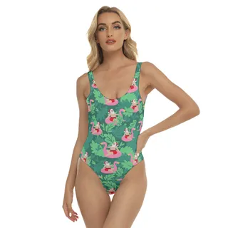 Sexy Santa Flamingo Tropical Swimsuit For Women