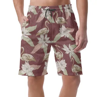 Vintage Flamingo Aloha Beach Shorts