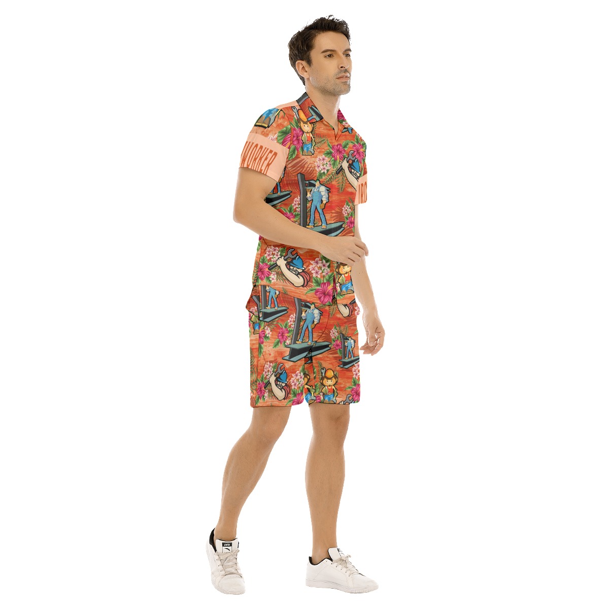 Iron Worker Hawaiian Shirt And Shorts For Men