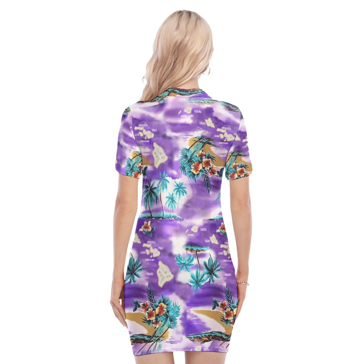 Island Map Hawaiian Polo Dress For Women