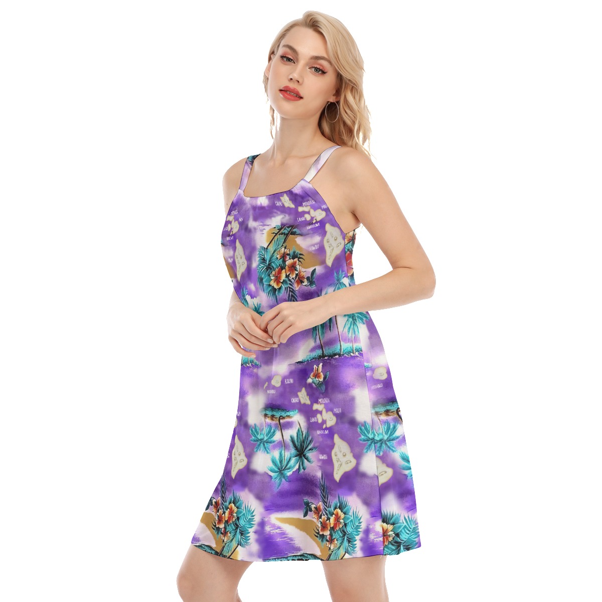 Island Map Hawaiian Cami Dress