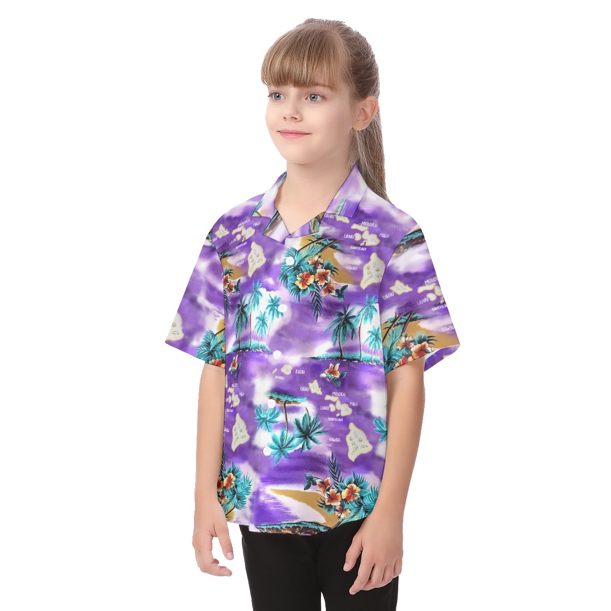 Island Map Hawaiian Shirt For Kids