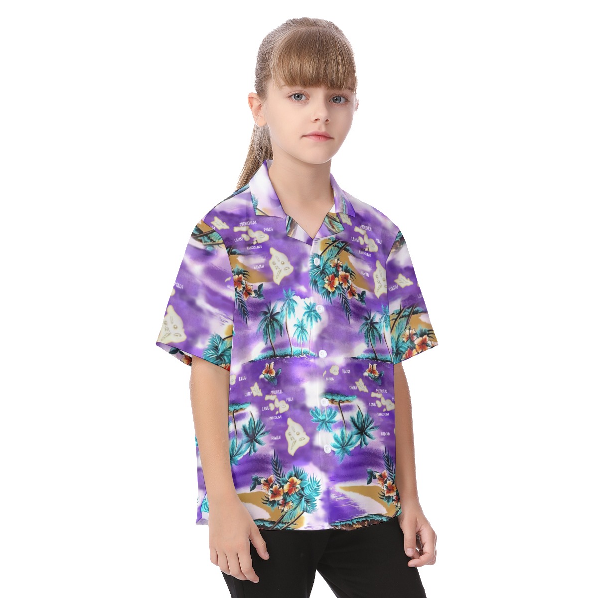 Island Map Hawaiian Shirt For Kids