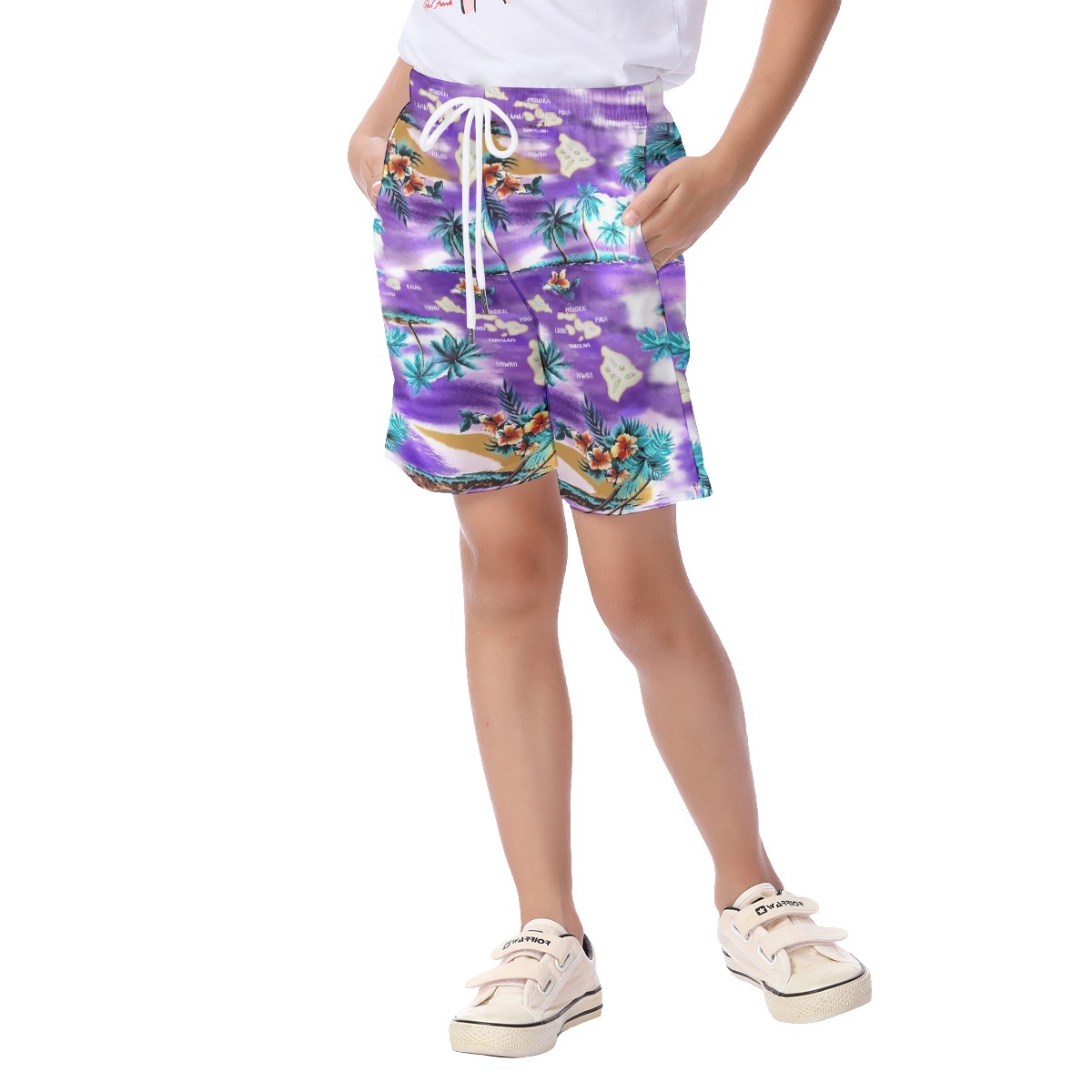 Island Map Hawaiian Kids Summer Shorts