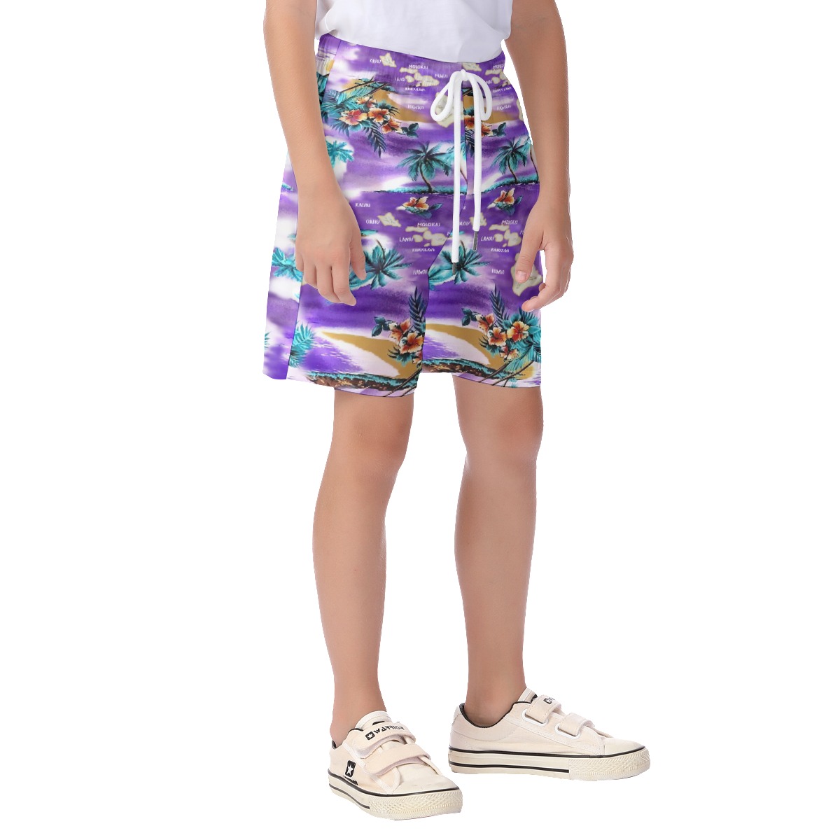 Island Map Hawaiian Kids Summer Shorts