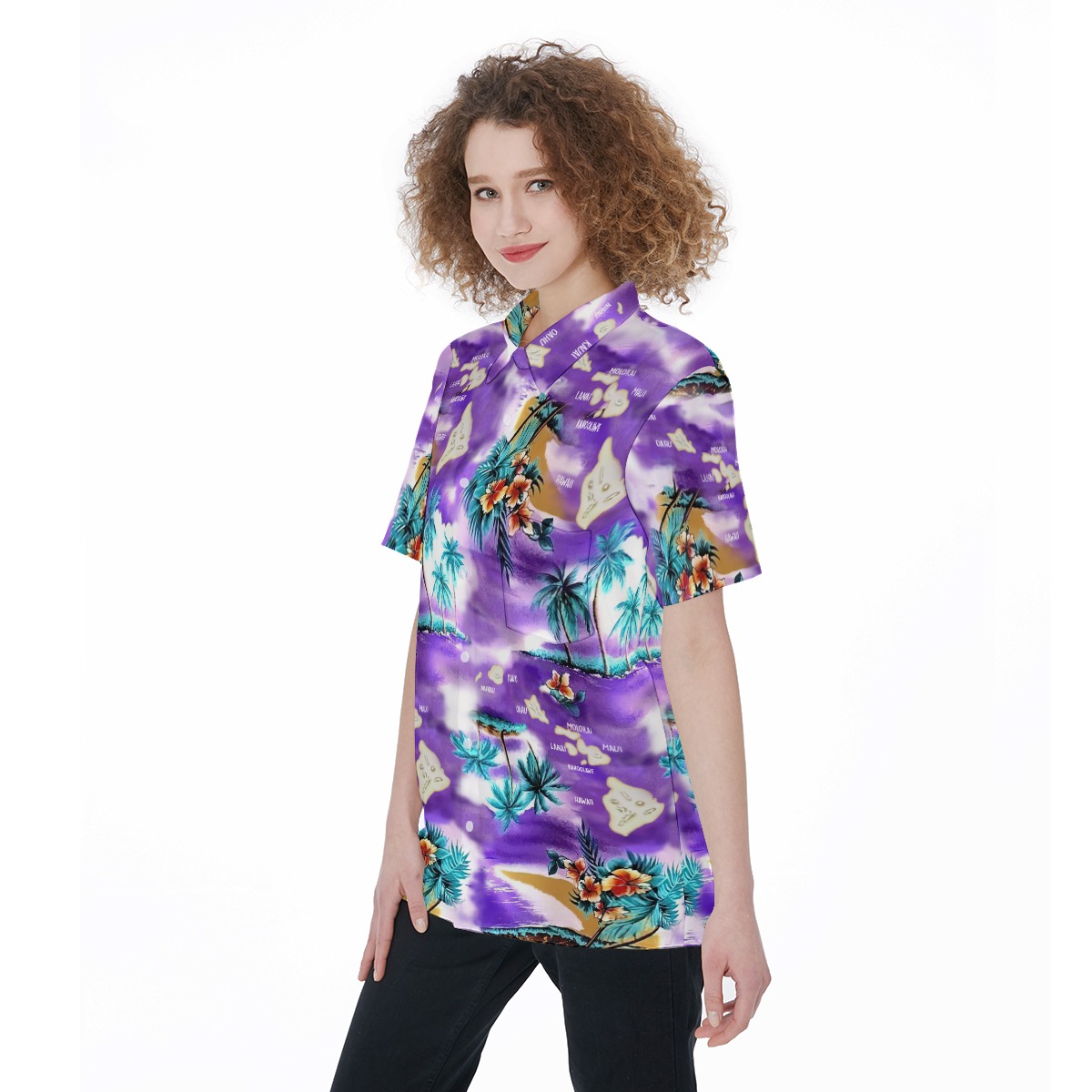 Island Map Hawaiian Women Shirt