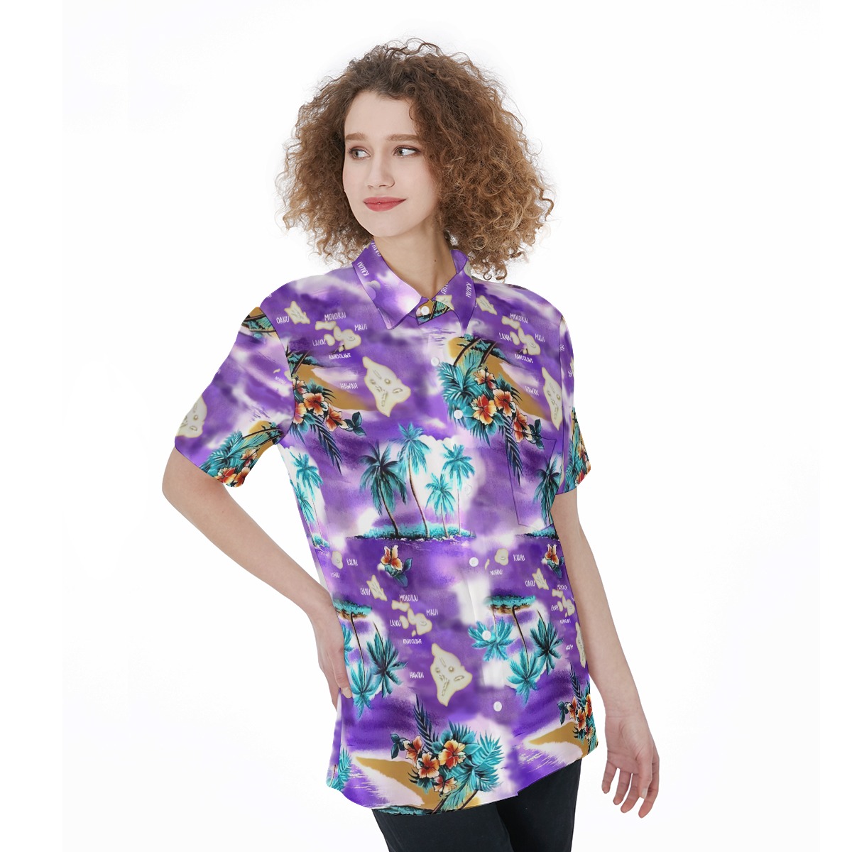 Island Map Hawaiian Women Shirt