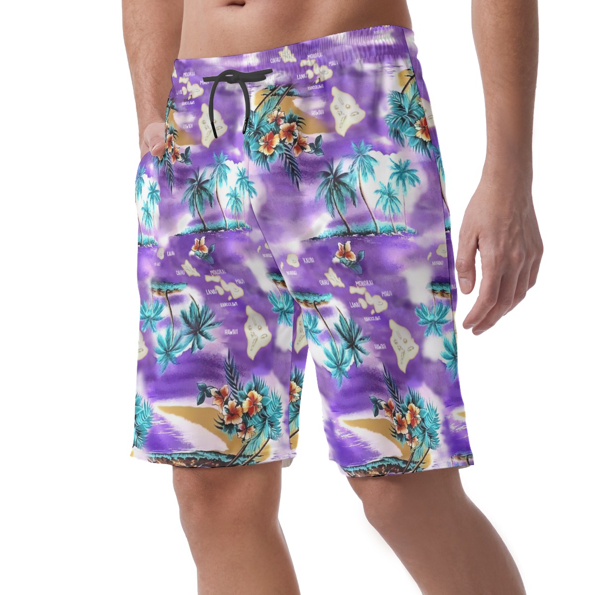 Island Map Mens Hawaiian Shorts