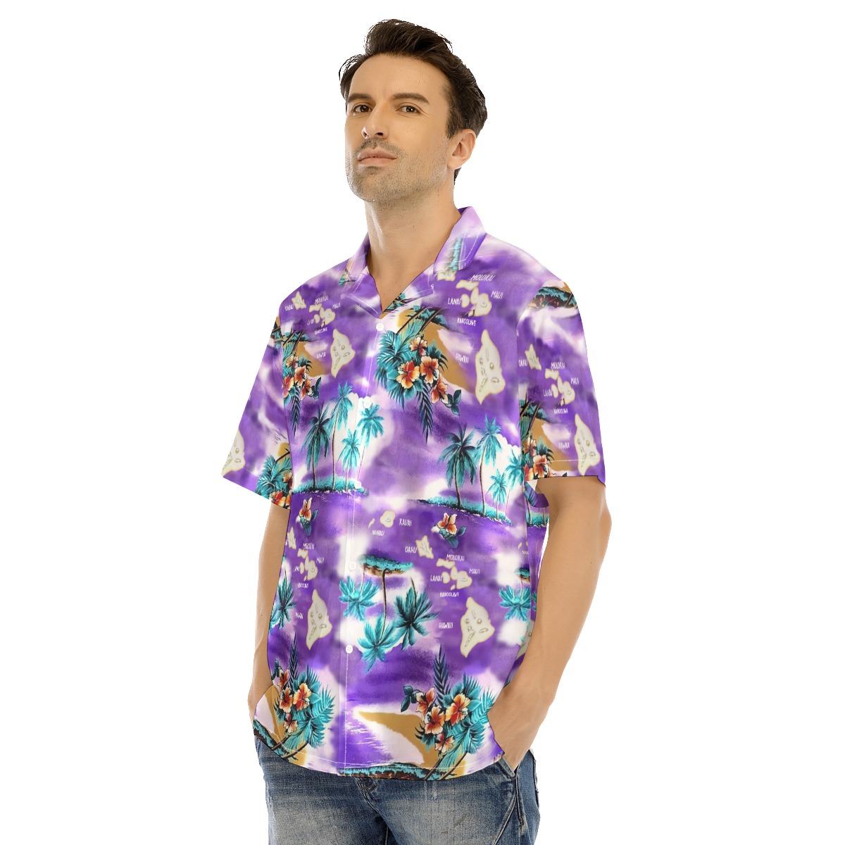 Island Map Hawaiian Men Shirt