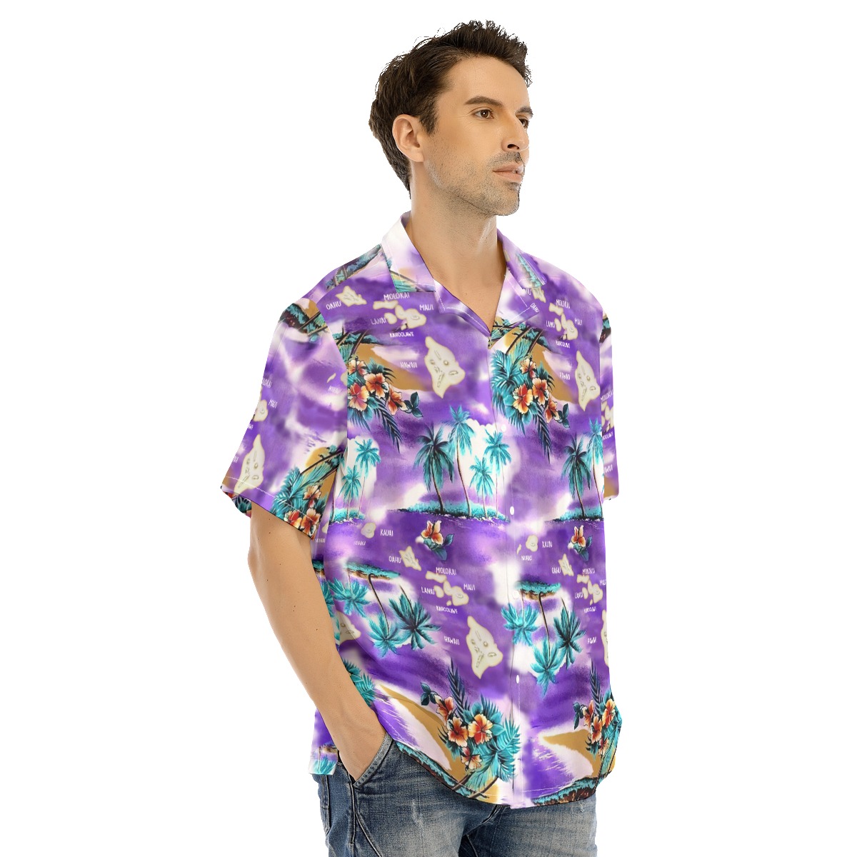 Island Map Hawaiian Men Shirt