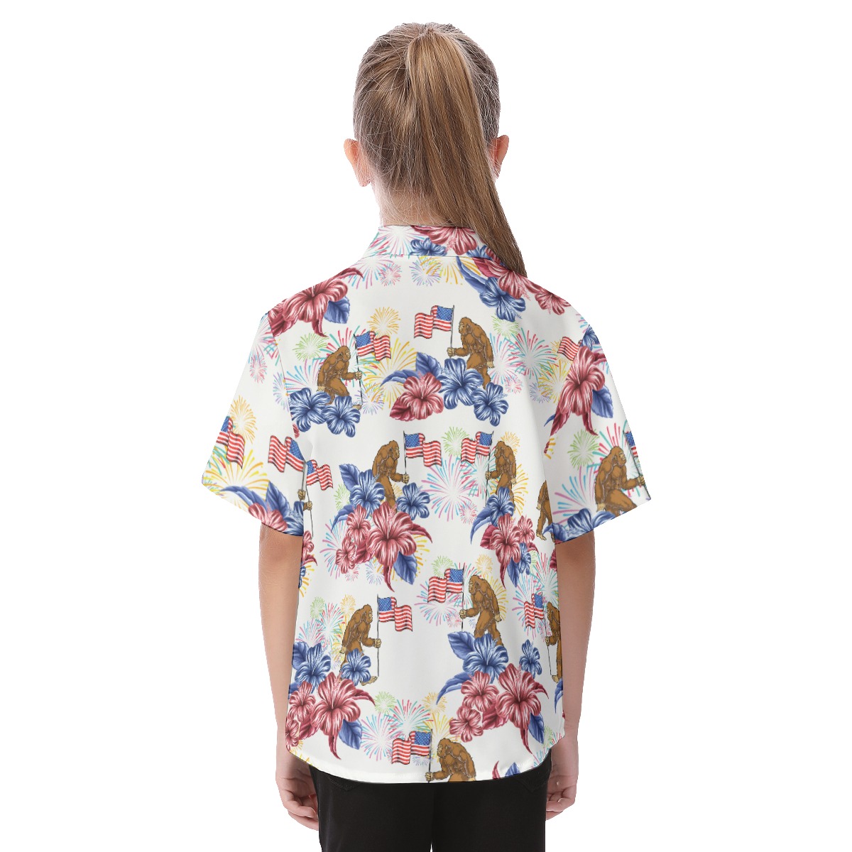 4th Of July Big Foot Proud American Hawaiian Shirt For Kids