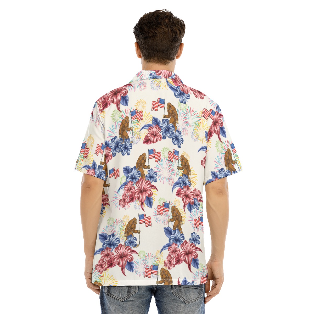 Bigfoot American Flag Hawaiian Shirt