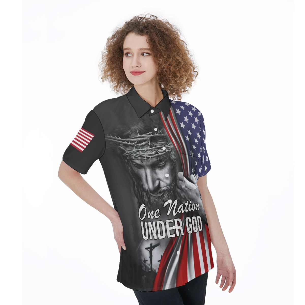 American Patriotism Jesus Women's Hawaiian Shirt