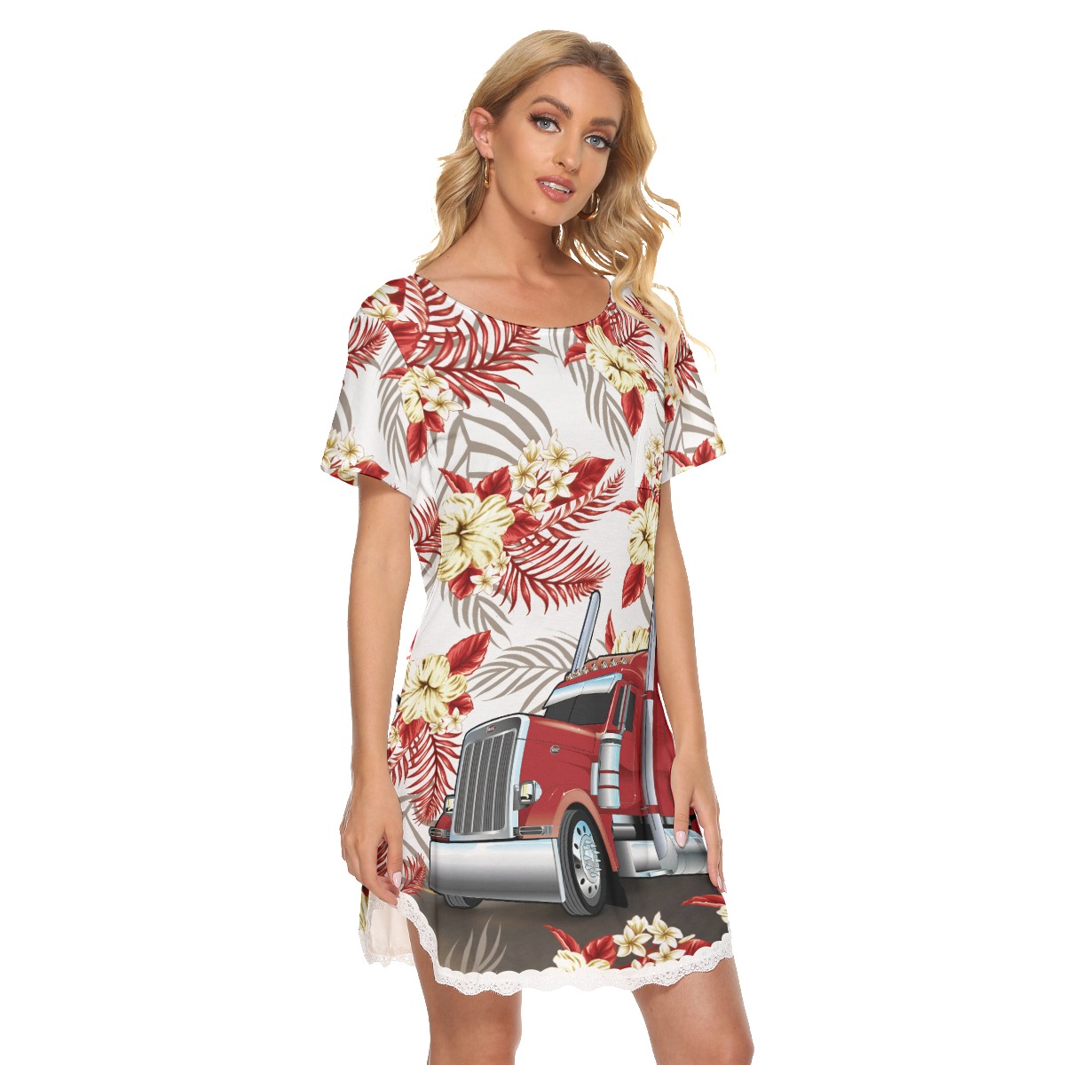 Cool Trucker Tropical Hawaiian Dress For Women