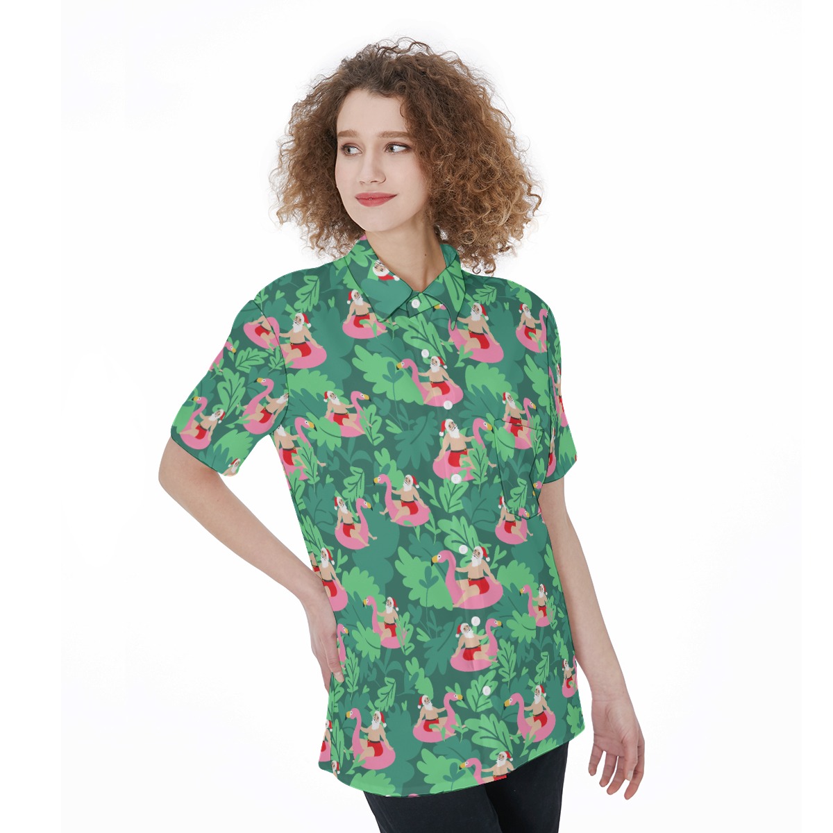 Cute Santa Tropical Christmas Shirt For Women