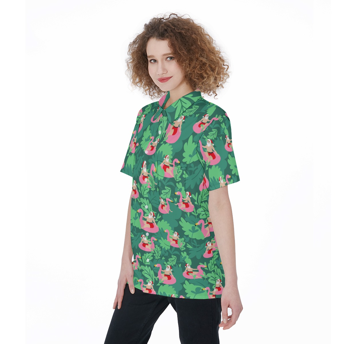 Cute Santa Tropical Christmas Shirt For Women