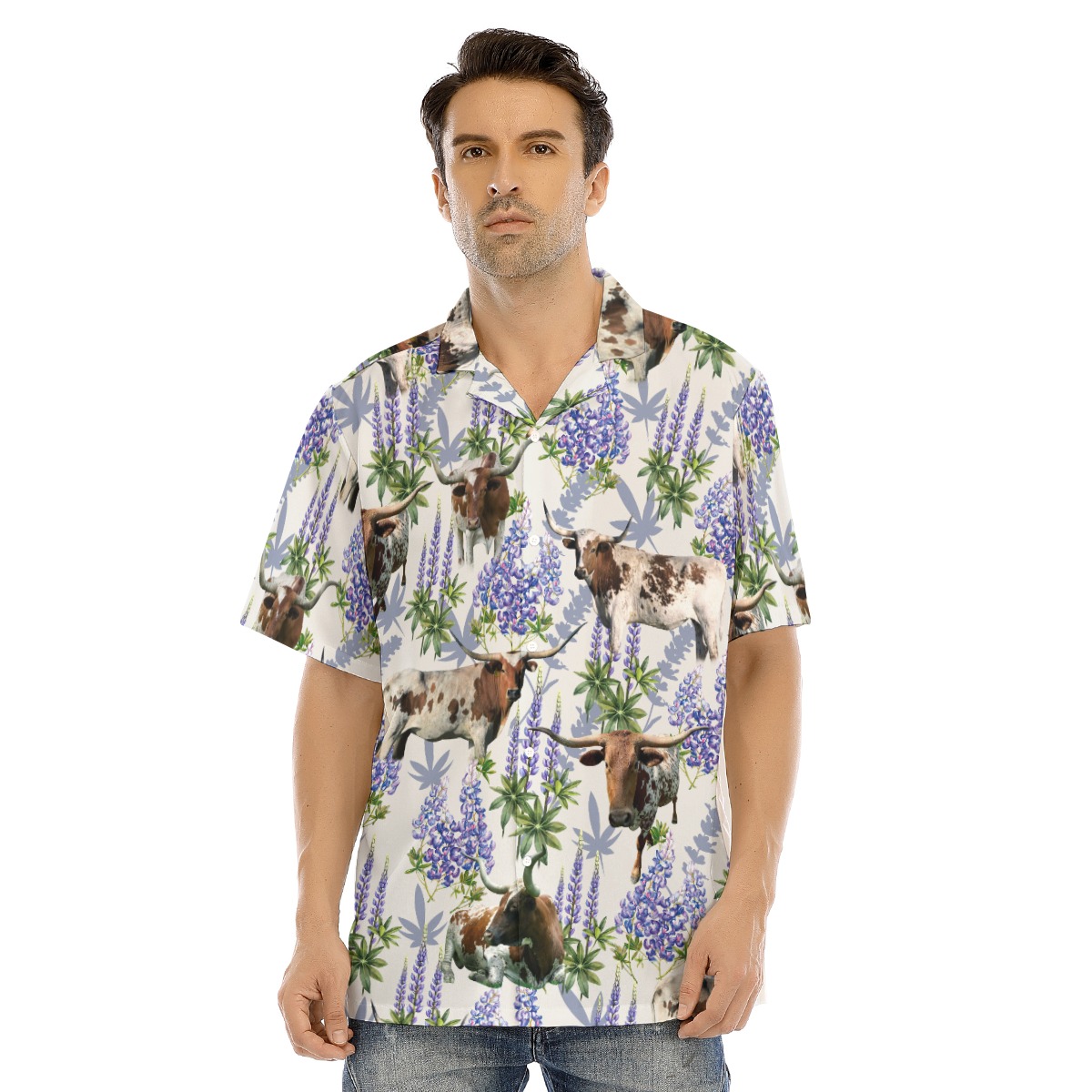 Texas Longhorn Bluebonnet Hawaiian Shirt - variant image 1