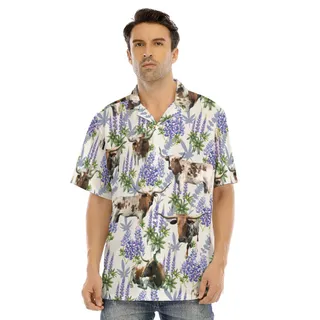 Texas Longhorn Bluebonnet Hawaiian Shirt