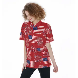 American Flag Patriotic Women's Hawaiian Shirt