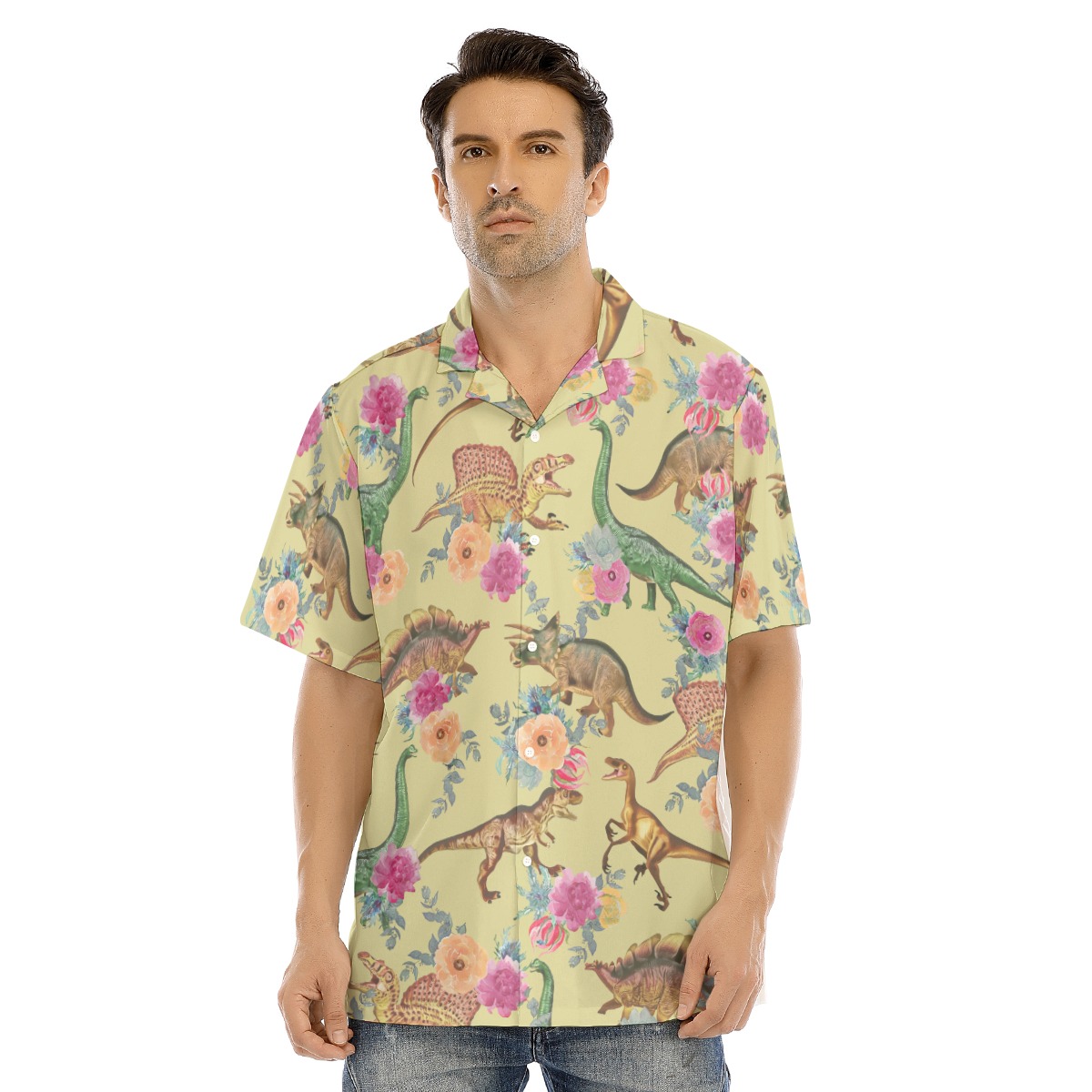 Floral Dinosaur Men's Hawaiian Shirt - variant image 1