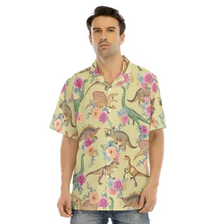 Floral Dinosaur Men's Hawaiian Shirt